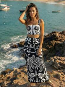 CAJUNI Conjuntos de dos piezas para mujer - Blanco y Negro - Ver 9