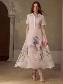 MOTF PREMIUM 女士优雅印花中长连衣裙，春夏款 - 彩色 - 查看 8