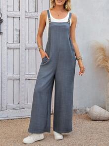 EMERY ROSE 女士宽松口袋连体裤，带背带 - 霧霾藍 - 查看 3