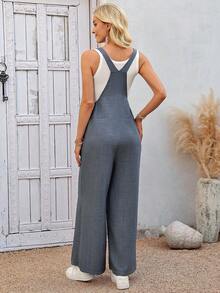 EMERY ROSE 女士宽松口袋连体裤，带背带 - 霧霾藍 - 查看 2