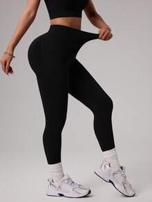 Dewbera Women's Letter Print High Waist Casual Versatile Daily Fitness Sports Leggings - Black - View 6