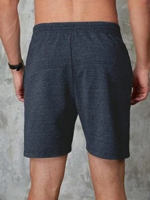 RueChic Men Drawstring Waist Shorts - Blue - View 2