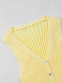 Franclia Women's All-Match Minimalist Fashion Versatile Light Yellow V-Neck Elegant Lady Commuting Slim Fit Vest - Light Yellow - View 7