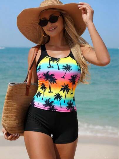 Swim Lushoire Women's Elegant Tankini Swimsuit Set, Suitable For Beach, Pool, Casual Party And Vacation In Summer