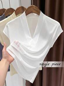 Franclia Women's White Knit Mesh Sheer Elastic Casual Elegant Blouse Top - White - View 1