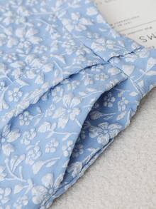 Franclia Pantalones cortos casuales con cinturón y pliegues con estampado floral diminuto para mujer, pantalones cortos de verano, pantalones cortos de primavera lindos para mujer, pantalones cortos de verano para mujer, pantalones cortos de mujer de verano, ropa de verano, pantalones cortos de mujer de verano - Azul - Ver 6