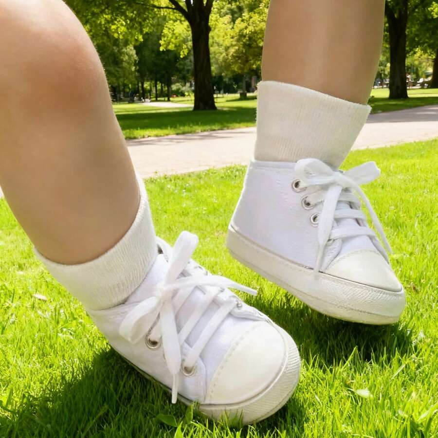 1 par de tenis de lona clasico, suela antideslizante, suaves, cómodos y duraderos. - Blanco - Ver 1