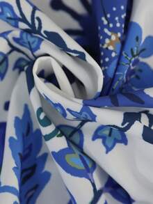 Swim Vcay Women's Summer Beach Bohemian Vacation Placement Print V-Neck Batwing Sleeve Elastic Waist Bow Decor Waist Belt Vacation Chiffon Dress,Elegant Dresses, Easter Dresses, Casual Dresses, Vacation Dresses, Country-Style Dresses, Holiday Dresses, Blue Dresses, Summer Beachwear,Women's Floral Dress, Spring Summer Picks, Clothes For Ladies - Blue - View 6