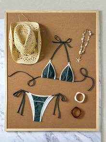 Swim Vcay 露背系带腰带设计优雅性感女士泳装套装 - 彩色 - 查看 6