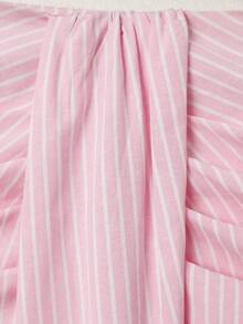 Resyla Women's Casual Commuter Striped Ruched Skirt - Pink - View 6