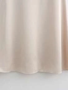 Franclia Women's Spring And Summer Round-Neck Open-Neck Pearl-Embellished Blouse Loose A-Line Short Dress, Spring And Summer Dress, Fashionable And Casual Elegant Dress, Pearl Collar Dress, Fashionable And Elegant Dress, Outwear Clothing - Apricot - View 7