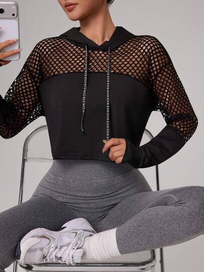 Dewbera 镂空拼接短款卫衣