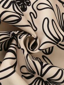 Franclia Chaleco sin mangas con cuello en V y estampado, con lazo/Chaqueta corta casual y versátil para uso diario - Albaricoque - Ver 3