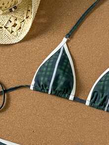 Swim Vcay 露背系带腰带设计优雅性感女士泳装套装 - 彩色 - 查看 3