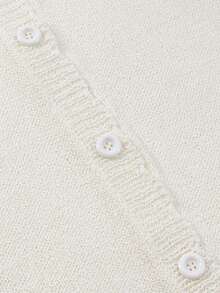 Franclia 女士百搭简约时尚多功能花瓣袖优雅浪漫白色短袖开衫 - 白色 - 查看 5