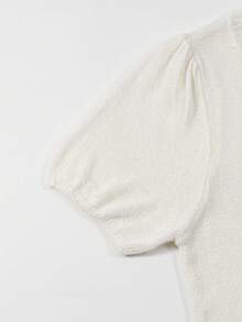 Franclia 女士百搭简约时尚多功能花瓣袖优雅浪漫白色短袖开衫 - 白色 - 查看 6