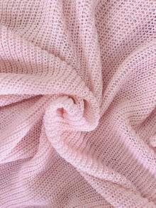 Easowa Asymmetric Shoulder Sheer Knit Sweater, Casual Loose Elegant Commute Vacation Style, Light Pink, Spring/Summer For Women Pink Sweater Pink Off Shoulder Top Knit Tops Sweater Top Off Shoulder Sweater - Baby Pink - View 7