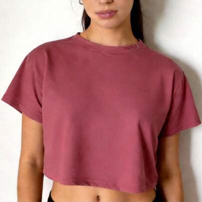 Crop top oversize para dama deportivo, manga corta, corte recto, estilo casual unitalla (30-34), ideal para outfits modernos y cómodos