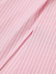 Resyla Women's Casual Commuter Striped Ruched Skirt - Pink - View 4