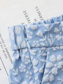 Franclia Pantalones cortos casuales con cinturón y pliegues con estampado floral diminuto para mujer, pantalones cortos de verano, pantalones cortos de primavera lindos para mujer, pantalones cortos de verano para mujer, pantalones cortos de mujer de verano, ropa de verano, pantalones cortos de mujer de verano - Azul - Ver 5