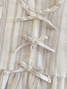 Loomiva Baby Girl Striped Pattern Round Neck Sleeveless Vest And Elastic Waist Shorts 2-Piece Set - White - View 8