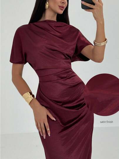 Aloruh Women's Solid Color Pleated Bat Sleeve Fitted Elegant Dress Party Dress Long Party Dresses Elegant Dresses For Party Party Dresses Party Dresses For Women Elegant Evening Dresses Burgundy Dress Burgundy Formal Dress For Women Wine Red Dress Marsala Dress Wedding Guest Dress Women Wedding Guest Dress Dress For Wedding Guest Formal Dresses For Wedding Guest Dresses For Wedding Event Wedding Guest Dress Elegant Wedding Guest Wedding Guest Dresses Wedding Dress Guest Dresses For Wedding Guest Evening Dress Chic Wedding Dresses For Wedding Evening Dress Chic Wedding Chic Evening Dress Chic Dress