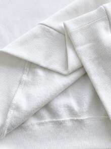 SWAVVY Áo hoodie nam dệt kim dáng rộng, màu trơn, thích hợp mặc hàng ngày. - trắng - Xem 7