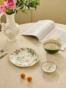 Cirelle Đĩa gốm chịu nhiệt cao SOLECASA, Đĩa tráng miệng, Đĩa salad, Đĩa mì ống, Đĩa khai vị, Đĩa ăn trưa, Đĩa ăn tối, Dễ vệ sinh, Thích hợp cho lò vi sóng, máy rửa chén, lò nướng - Màu vàng kem - Xem 2