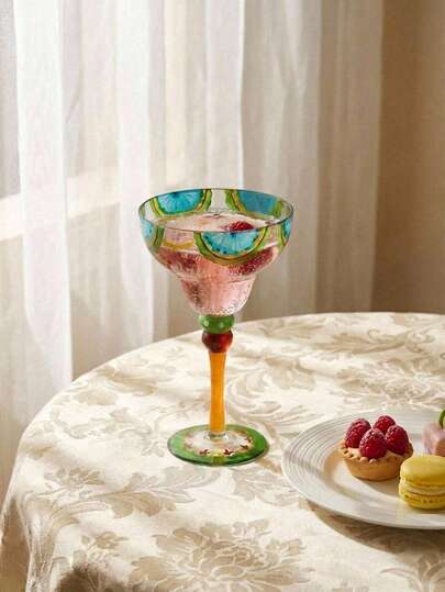 Cirelle 1pc,Hand Drawn Sunflower Wine Cup, Handmade Creative Home Wine Cup, Handmade Flower Glass Tall Cup, Painted Glass Tall Cup, Bar Atmosphere Hand Drawn Tall Cup, Suitable For New Year And Valentine's Day, Ideal Gift For Family And Friends, Home Decoration, Birthday Gifts