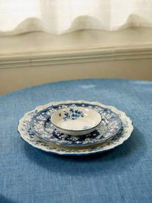 Cirelle SOLECASA High-Temperature Fired Ceramic Tableware Plates, British Style, Dessert Plates, Salad Plates, Pasta Plates, Appetizer Plates, Lunch Plates, Dinner Plates, Easy To Clean, Suitable For Microwave, Dishwasher, Oven - Blue and White - View 2