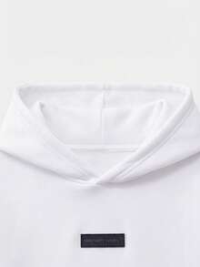 SWAVVY Áo hoodie nam dệt kim dáng rộng, màu trơn, thích hợp mặc hàng ngày. - trắng - Xem 4
