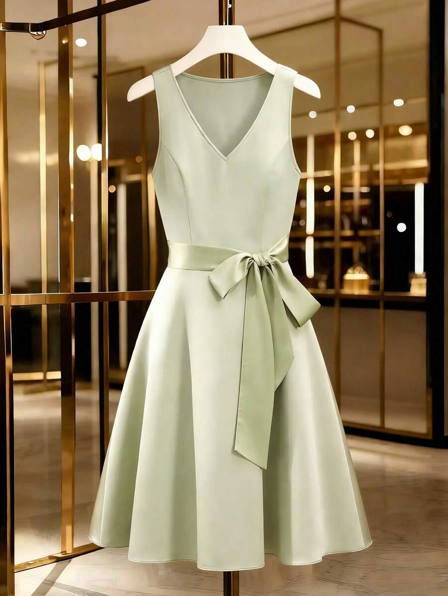 Elenzga Vestido elegante sin mangas para uso diario en verano para mujer - verde menta - Ver 1