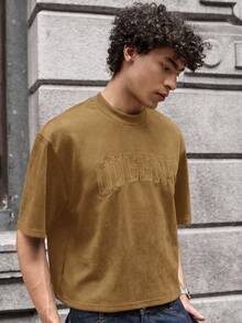 SWAVVY Men's Knit Casual Daily Loose Short Sleeve T-Shirt - Brown - View 5