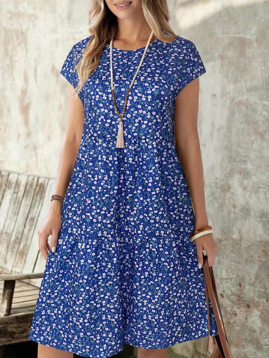 EMERY ROSE Robes d'été pour femmes, robes vintage pour femmes, robes d'été pour femmes, robes d'été pour femmes, robes mi-longues pour femmes - bleu indigo - Voir 1