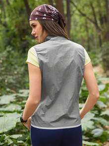 In My Nature 女士拉链前开式户外背心外套 - 灰色 - 查看 7