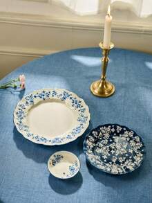 Cirelle SOLECASA High-Temperature Fired Ceramic Tableware Plates, British Style, Dessert Plates, Salad Plates, Pasta Plates, Appetizer Plates, Lunch Plates, Dinner Plates, Easy To Clean, Suitable For Microwave, Dishwasher, Oven - Blue and White - View 8