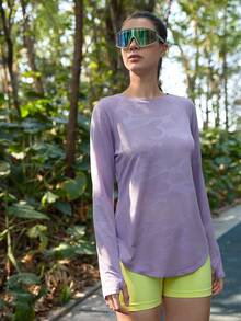 SHEIN In My Nature t-shirt de sport à manches longues, respirant et décontracté pour femmes, printemps/été - Multicolore - Voir 2