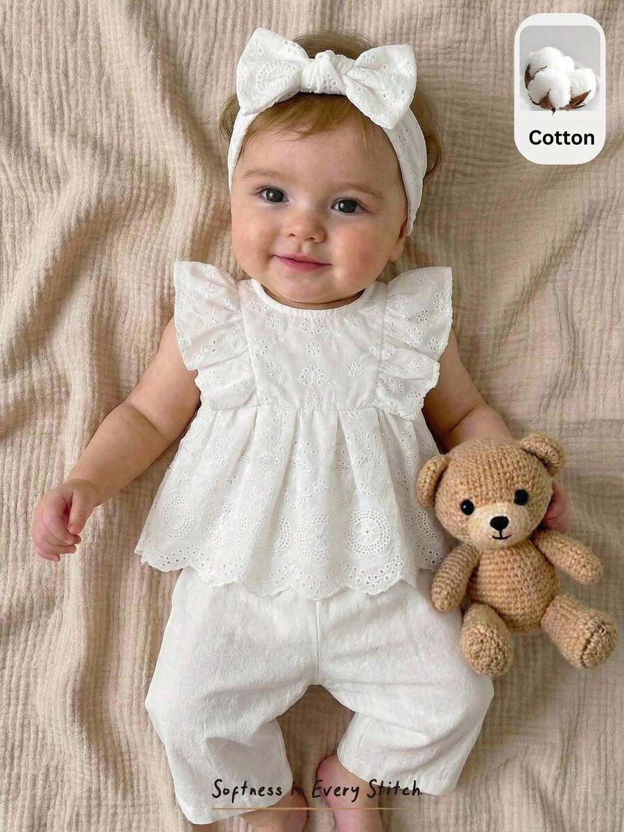 Cozy Pixies Set de 2 piezas de top sin mangas con estampado floral ditsy y pantalones casuales sueltos para niña bebé. Conjunto de 2 piezas de ropa para niñas con estampado floral. Conjunto de falda y top con lazo para niña bebé en estilo vintage. Conjunto de falda con estampado floral y top con lazo para niña bebé. Conjunto de 2 piezas de top con lazo y falda floral para niña. Conjunto coordinado de niña. Conjunto de falda y ropa para niña bebé. - Multicolor - Ver 1