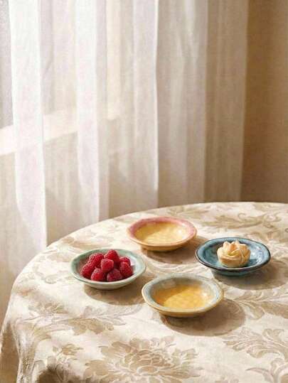 Cirelle 1pc Ceramic Sauce Dish, Small Flavor Dish Restaurant Dipping Sauce Seasoning Dish, Hot Pot Household Dish, Color Blocked Irregular Dish, Ceramic Kiln Transformed Sauce Dish, Exquisite Tableware For Parties And Gatherings