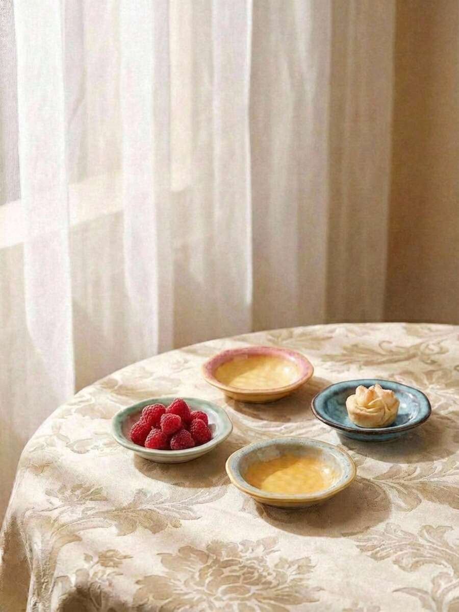 Cirelle 1个陶瓷酱料碟，小巧风味碟，餐厅蘸酱调味碟，火锅家用碟，撞色不规则碟，陶瓷窑烧酱料碟，精致餐具，适合派对和聚会，实用生日礼物，适合圣诞节、万圣节、母亲节、情人节、新年礼物。 - 彩色 - 查看 1