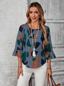 EMERY ROSE Áo kiểu đồng quê dành cho nữ - Màu xanh bụi bặm - Xem 6