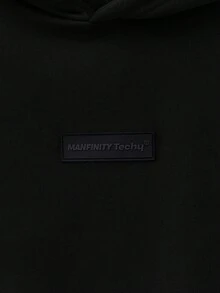 SWAVVY 男士针织休闲日常纯色宽松连帽卫衣 - 黑色 - 查看 5