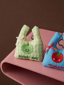 Joivida 1个可爱购物袋钥匙扣，多功能背包挂饰，钥匙链装饰，娃娃吊坠 - 彩色 - 查看 4