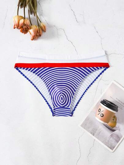 CoralVoy Bañador de triángulos a rayas para hombres para la playa y vacaciones