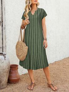 EMERY Vestido casual y de viaje de longitud media de unicolor para mujer - Verde Oscuro - Ver 11