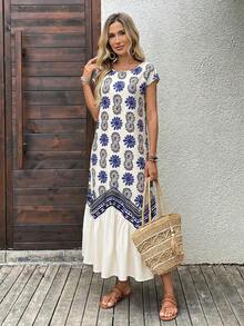 EMERY ROSE 女士长裙 夏季连衣裙 女士夏季服装 乡村音乐会服装 度假连衣裙 沙滩连衣裙 - 藍色 - 查看 5