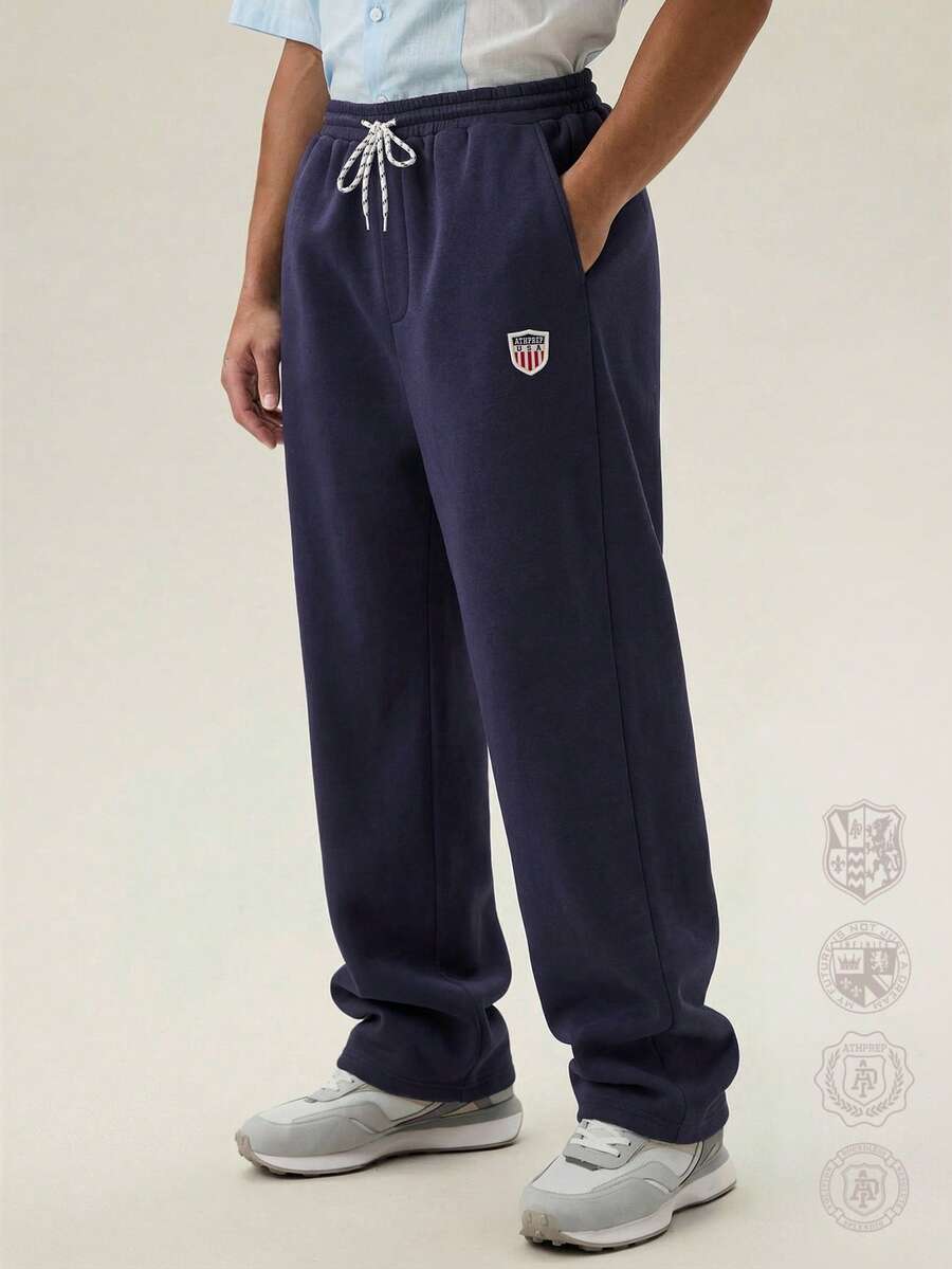 SWAVVY Quần nỉ nam dáng rộng, ống thẳng, quần nỉ nam có dây rút, quần nỉ rộng thùng thình cho nam, quần nỉ kiểu cổ điển, quần nỉ Pro Club. - Màu xanh hải quân - Xem 1