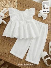Cozy Pixies Set de 2 piezas de top sin mangas con estampado floral ditsy y pantalones casuales sueltos para niña bebé. Conjunto de 2 piezas de ropa para niñas con estampado floral. Conjunto de falda y top con lazo para niña bebé en estilo vintage. Conjunto de falda con estampado floral y top con lazo para niña bebé. Conjunto de 2 piezas de top con lazo y falda floral para niña. Conjunto coordinado de niña. Conjunto de falda y ropa para niña bebé. - Multicolor - Ver 3