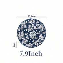 Cirelle SOLECASA High-Temperature Fired Ceramic Tableware Plates, British Style, Dessert Plates, Salad Plates, Pasta Plates, Appetizer Plates, Lunch Plates, Dinner Plates, Easy To Clean, Suitable For Microwave, Dishwasher, Oven - Blue and White - View 10