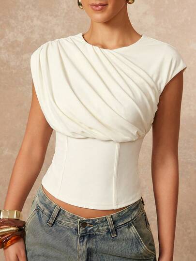 Lumalex Spring Summer Women's Casual Crew Neck Ruched Waist Short Sleeve Top Perfect For Summer  Spring-Break Trips  Cruises  Beach Weekends  Vacations  Parties  Date Nights  Weddings  Proms  Banquets  Birthdays  Carnivals  Festivals And Other Holiday Events. Neo-Girly Charm  Boho-Casual Flair  Quiet Luxury  Business Chic  And Relaxed Vacay A Richly Layered  Glitter-Accented Style For Luxury Proms  Receptions  Banquets  Weddings  Raves  Festivals  Holiday Gatherings  And Outdoor Evening Occasions-Ideal Whenever You Need A Sophisticated Yet Striking Party Look